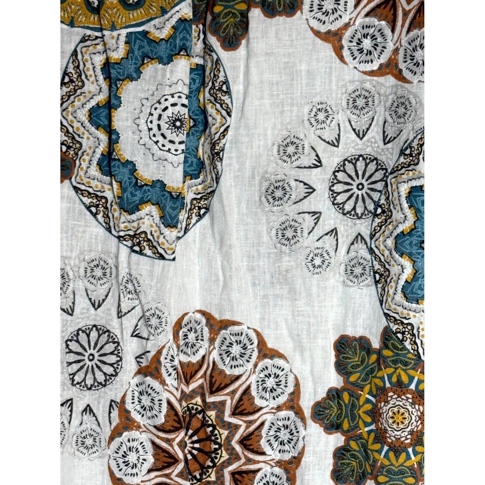 Cristina Vergani Shirt Dress Womens Medium Multicolor‎ Medallion Print Side Slit - Picture 11 of 16